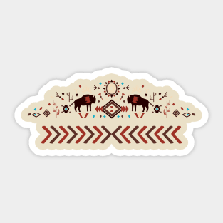 Native American Pattern with Bisons Sticker